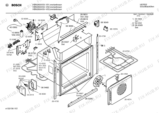 Схема №1 HBN260A с изображением Панель для плиты (духовки) Bosch 00285610