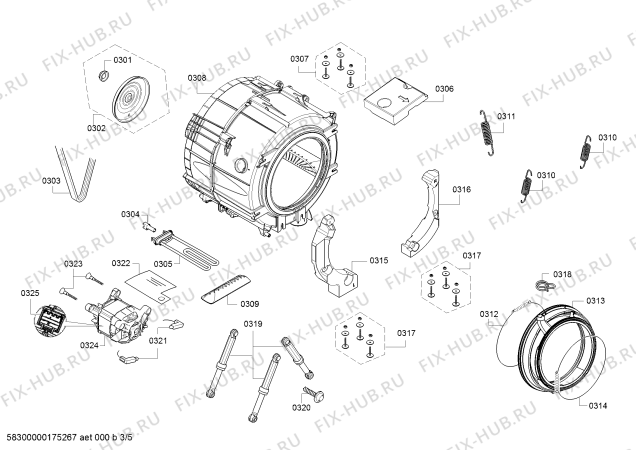 Взрыв-схема стиральной машины Siemens WM14Q471FF IQ 500 varioPerfect - Схема узла 03