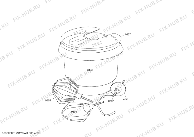 Взрыв-схема кухонного комбайна Bosch MUM48RE - Схема узла 03
