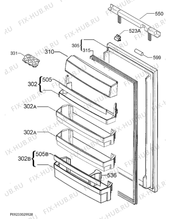 Взрыв-схема холодильника Aeg Electrolux SKZ81200F0 - Схема узла Door 003