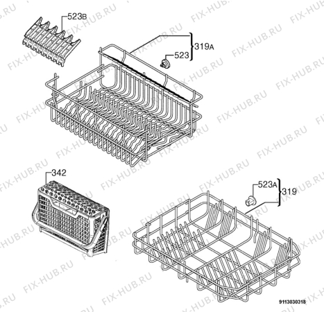 Взрыв-схема посудомоечной машины Aeg F35400VI0 - Схема узла Basket 160