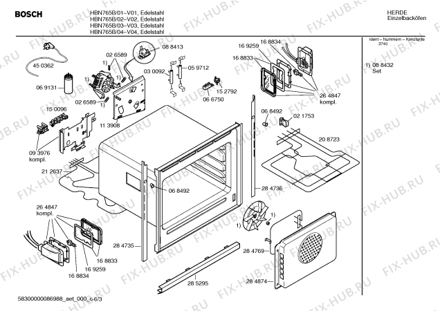 Схема №1 HBN765B с изображением Инструкция по эксплуатации для плиты (духовки) Bosch 00522320