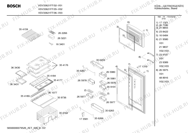 Взрыв-схема холодильника Bosch KSV33621FF - Схема узла 02
