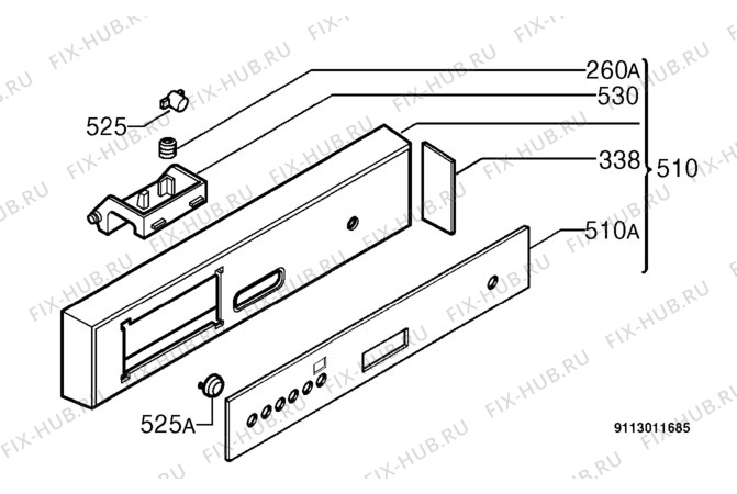 Взрыв-схема посудомоечной машины Juno Electrolux JSI65450E - Схема узла Command panel 037