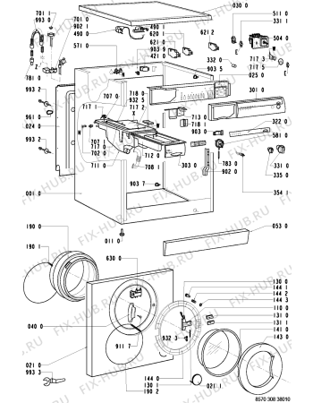Схема №1 AWM 308 с изображением Клавиша для стиралки Whirlpool 481941258833