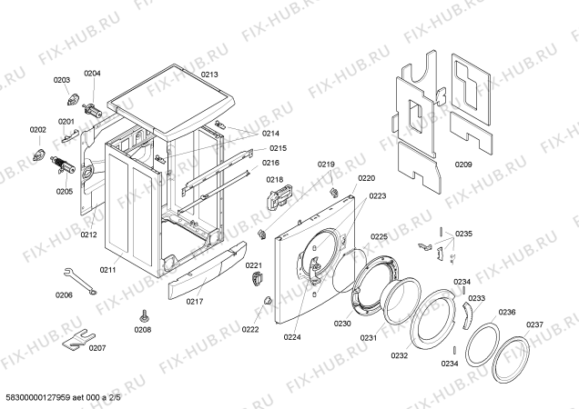 Взрыв-схема стиральной машины Bosch WAE32390NL Bosch Maxx 6 - Схема узла 02