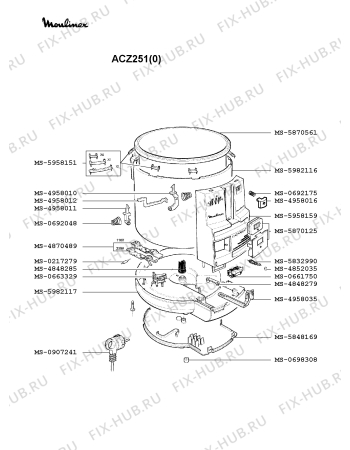 Взрыв-схема тостера (фритюрницы) Moulinex ACZ251(0) - Схема узла BP002096.3P2