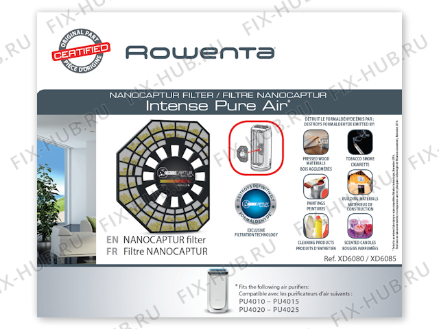 Большое фото - Микрофильтр для увлажнителя и очистителя воздуха Rowenta XD6085U0 в гипермаркете Fix-Hub