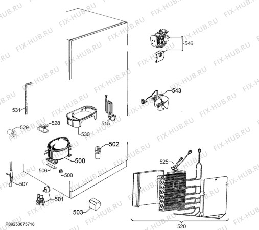 Взрыв-схема холодильника Zanussi ZRB38426WV - Схема узла Cooling system 017