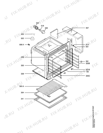 Взрыв-схема плиты (духовки) Aeg CB4140-1-W   EURO - Схема узла Oven