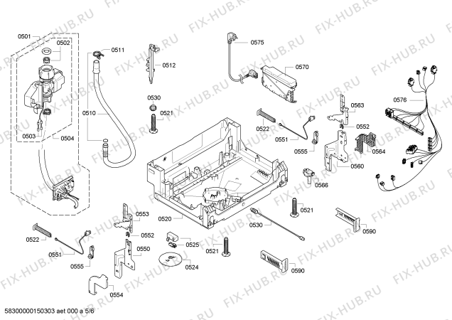 Взрыв-схема посудомоечной машины Bosch SMV65M30RU - Схема узла 05