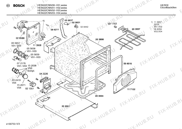 Взрыв-схема плиты (духовки) Bosch HES622CNN - Схема узла 03