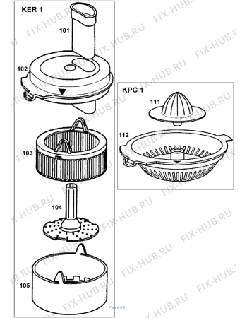 Взрыв-схема кухонного комбайна BRAUN Multiquick 7, Multisystem - Схема узла 6