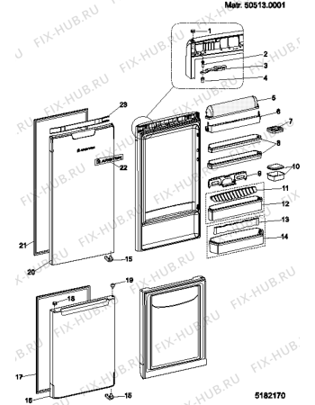 Взрыв-схема холодильника Ariston MBM2031C (F037247) - Схема узла