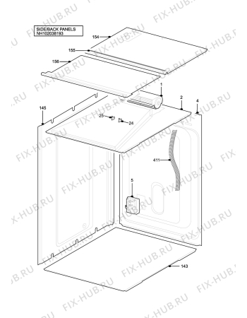 Взрыв-схема плиты (духовки) Aeg D2160M (ST.STEEL) - Схема узла H10 Side/Back Panel