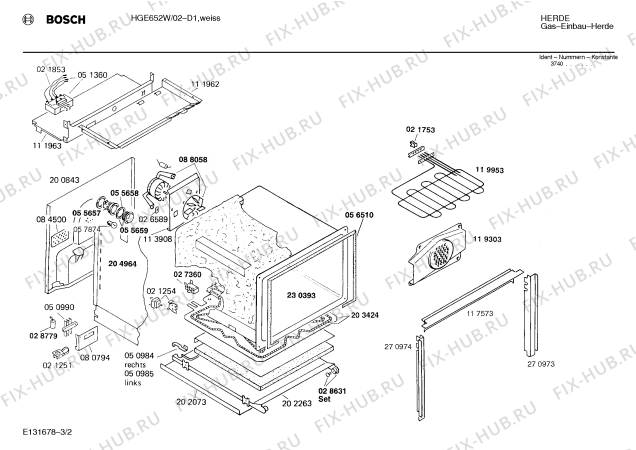 Схема №1 HGE652W с изображением Панель для духового шкафа Bosch 00284000