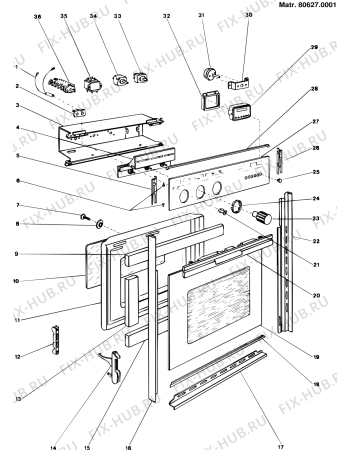 Взрыв-схема плиты (духовки) Ariston IVF3MF (F005056) - Схема узла