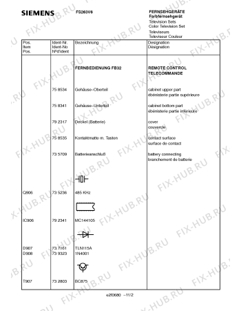 Схема №2 FS263V6 с изображением Инструкция по эксплуатации для телевизора Siemens 00531006