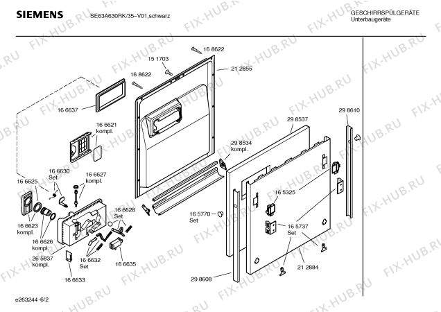 Взрыв-схема посудомоечной машины Siemens SE63A630RK - Схема узла 02