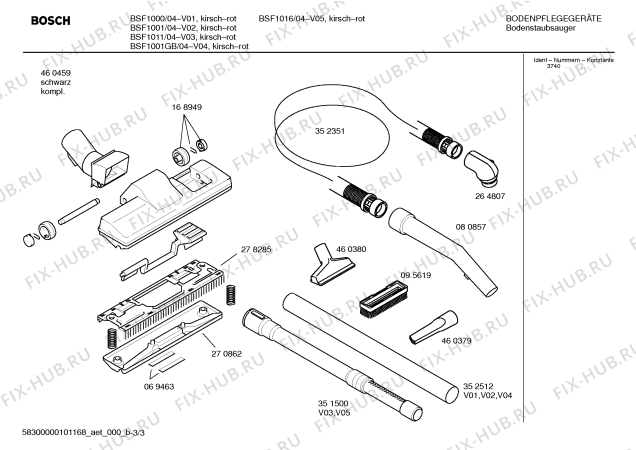 Схема №1 BSF1016 ULTRA 10 с изображением Панель для пылесоса Bosch 00264818