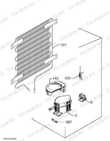 Взрыв-схема холодильника Zanussi ZRG714SW - Схема узла Cooling system 017