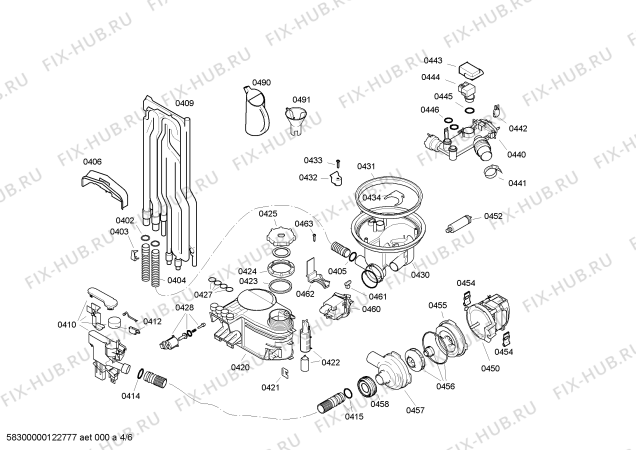 Взрыв-схема посудомоечной машины Bosch SGS33E42EU - Схема узла 04