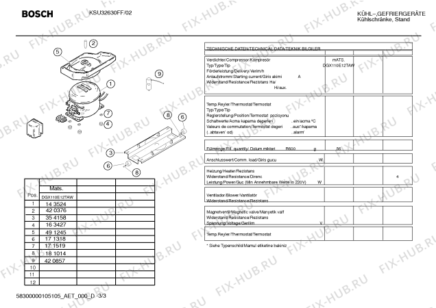 Схема №1 KSU32630FF с изображением Инструкция по эксплуатации для холодильника Bosch 00590986