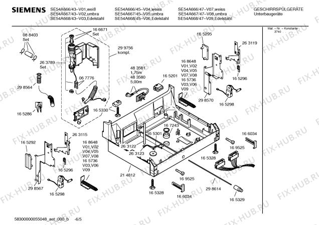 Схема №1 SE54A667 Extraklasse с изображением Инструкция по установке и эксплуатации для посудомоечной машины Siemens 00585078