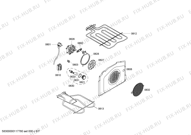 Взрыв-схема плиты (духовки) Bosch HSW745020E - Схема узла 06