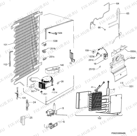 Взрыв-схема холодильника Aeg SCE81864TC - Схема узла Cooling system 017