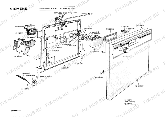 Схема №1 WG3600A с изображением Переключатель для посудомойки Siemens 00018533