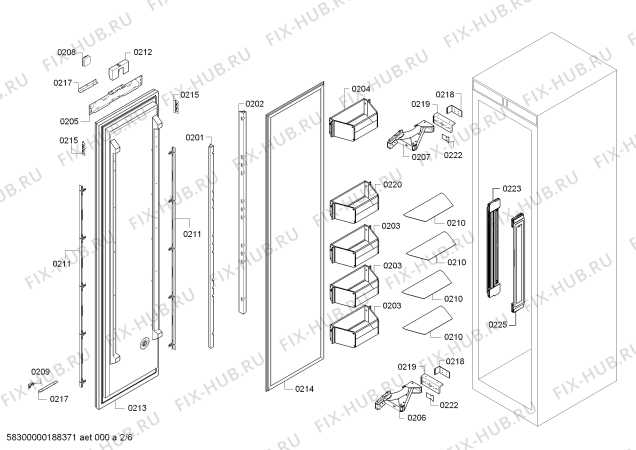 Схема №2 RF411701 с изображением Шланг для холодильной камеры Bosch 00646541