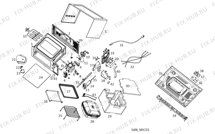 Схема №1 MWF 427 BL с изображением Всякое для духового шкафа Whirlpool 482000097722