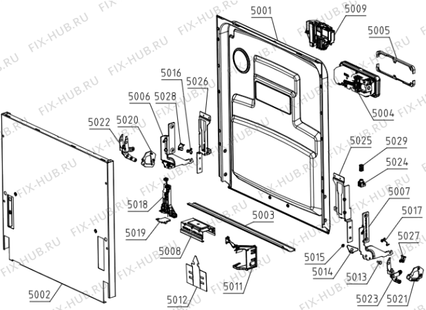 Взрыв-схема посудомоечной машины Gorenje GV66260SA (728512, DW30.2) - Схема узла 05