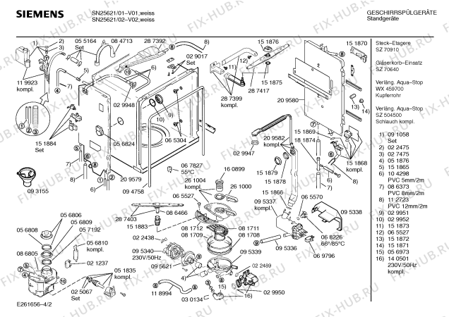 Взрыв-схема посудомоечной машины Siemens SN25621 - Схема узла 02