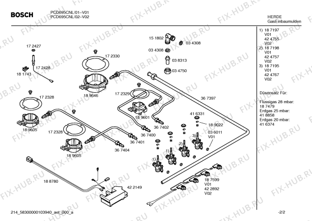 Взрыв-схема плиты (духовки) Bosch PCD695CNL - Схема узла 02