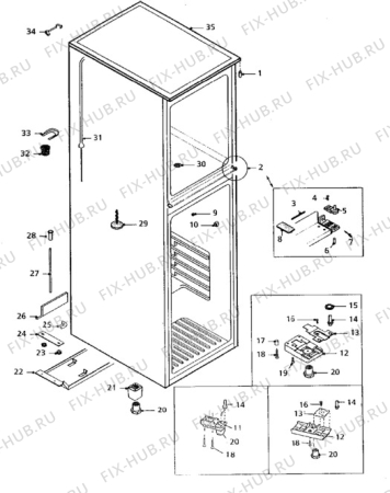 Взрыв-схема холодильника Electrolux TR926A - Схема узла Cabinet + furniture (extra)