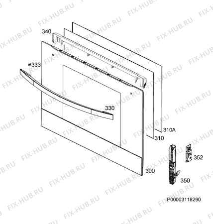 Взрыв-схема плиты (духовки) Faure FOA2160ZXP - Схема узла Door