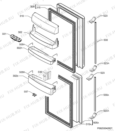 Взрыв-схема холодильника Husqvarna Electrolux QT4409RW - Схема узла Door 003