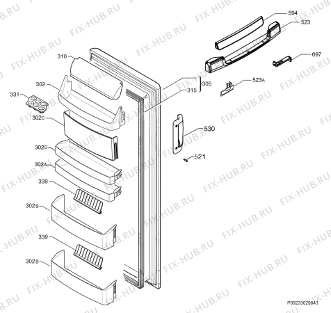 Взрыв-схема холодильника Electrolux ERA39275W - Схема узла Door 003