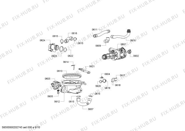 Схема №2 SM55E533CH с изображением Ручка для посудомоечной машины Siemens 10004663