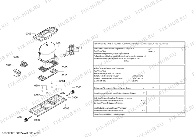 Взрыв-схема холодильника Bosch KGE58DW30N Bosch - Схема узла 03