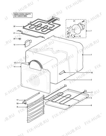 Взрыв-схема плиты (духовки) Aeg D8100-1ME - Схема узла H10 Main Oven Cavity (large)