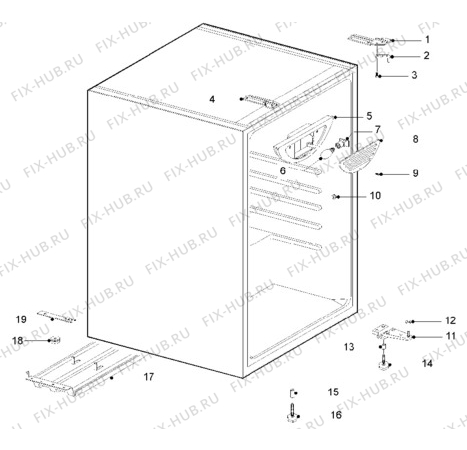 Взрыв-схема холодильника Electrolux ER6243T - Схема узла Cabinet + armatures