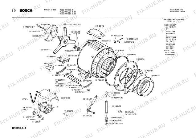 Взрыв-схема стиральной машины Bosch 0722044367 V652 - Схема узла 04