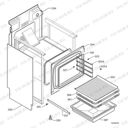 Взрыв-схема плиты (духовки) Elektra ESN6150W - Схема узла Housing 001