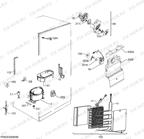 Взрыв-схема холодильника Zanussi ZRB34315WA - Схема узла Cooling system 017