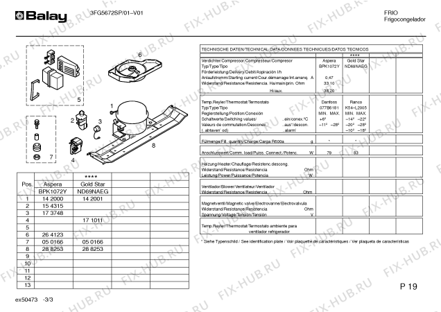 Схема №1 3FG5672SC с изображением Плата для холодильника Bosch 00360696