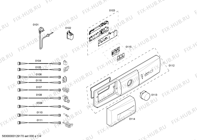 Схема №1 CWF08A11IL с изображением Панель управления для стиралки Bosch 00661570