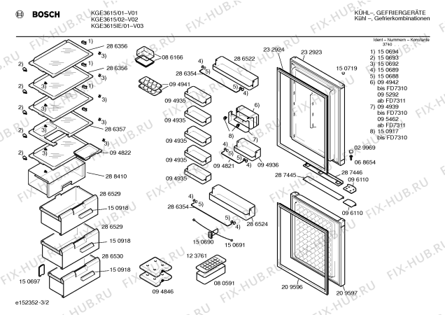 Взрыв-схема холодильника Bosch KGE3615 - Схема узла 02